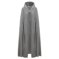 thumbnail image 4 of MGCWSH Womens Wool Coat Hood Woolen Cape Bridal Wedding Winter Cloak Thick Coat Solid Button Maxi Long Cape Gray L, 4 of 8