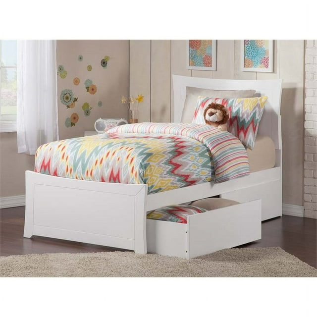 Leo & Lacey Urban Twin XL Storage Platform Bed in White