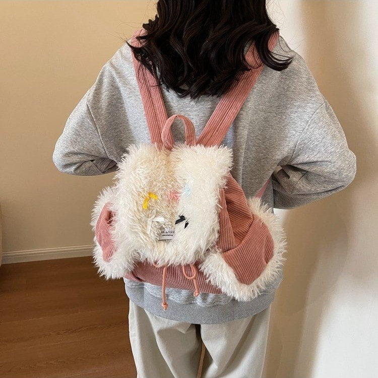 Niche autumn and winter bags for women 2024 new fashion sense hot girl plush backpack student school bag furry backpack