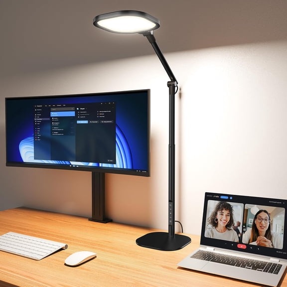 Led Desk Lamps for Home Office with Base, Tall Lamp 50 Light Modes & Memory and Timer Func Computer Light, Flexible Adjustable Table Video Conference, Architect or Study