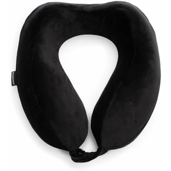 Brookstone Neck Travel Pillow - Lightweight Contoured Memory Foam Stuffable Travel Neck Pillow for Sleeping, Car, & Airplane, Size One Size, Black