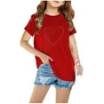 thumbnail image 6 of DAETIROS Toddler Girls Striped Shirt, Short Sleeve Vacation Casual Crew Neck Graphic Tee Girls Shirt Red Size 3 T, 6 of 9