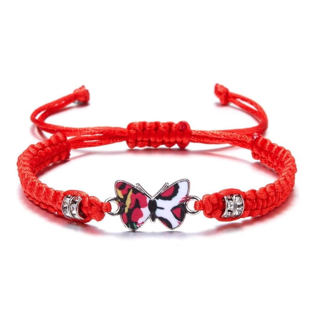 SGACAI Pulsera de hilo trenzado simple para mujer, mariposa azul, ajustable, regalo para niñas♯