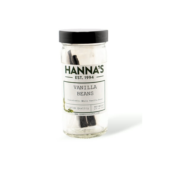 Hanna's Madagascar Vanilla Beans, 4 fl oz Glass Jar