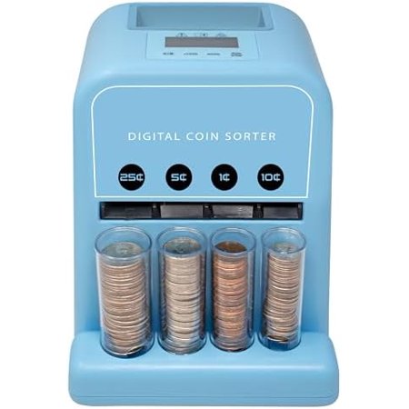 Automatic Coin Counter and Sorter Machine, Blue