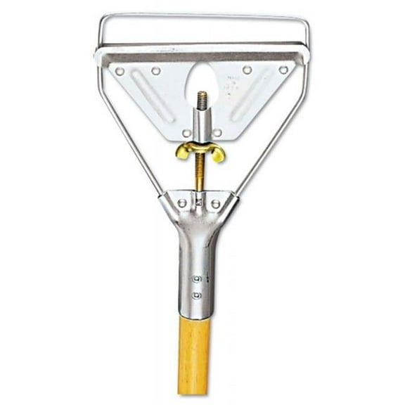 1.12 x 63 in. Screw Clamp Metal Head Wooden MOP Handle - Natural