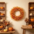 thumbnail image 5 of 18In Artificial Fall Wreath with Maple Leaves and Pumpkins, Thanksgiving Harvest Door Hanging Garland, Autumn Simulation Wreath for Front Porch Wall Decor, 5 of 7