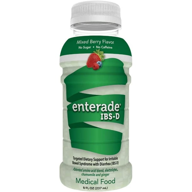 enterade IBS-D 6 Bottles Mixed Berry, Supportive Care Beverage 8oz.