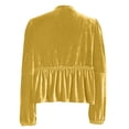 thumbnail image 4 of DuoJiaJ Women's Vintage Velvet Top Velvet Shirts Spring Tops Long Sleeve Loose Fit Casual Elegant Retro Velvet Blouses Women's Oversized Shirts Yellow L, 4 of 5