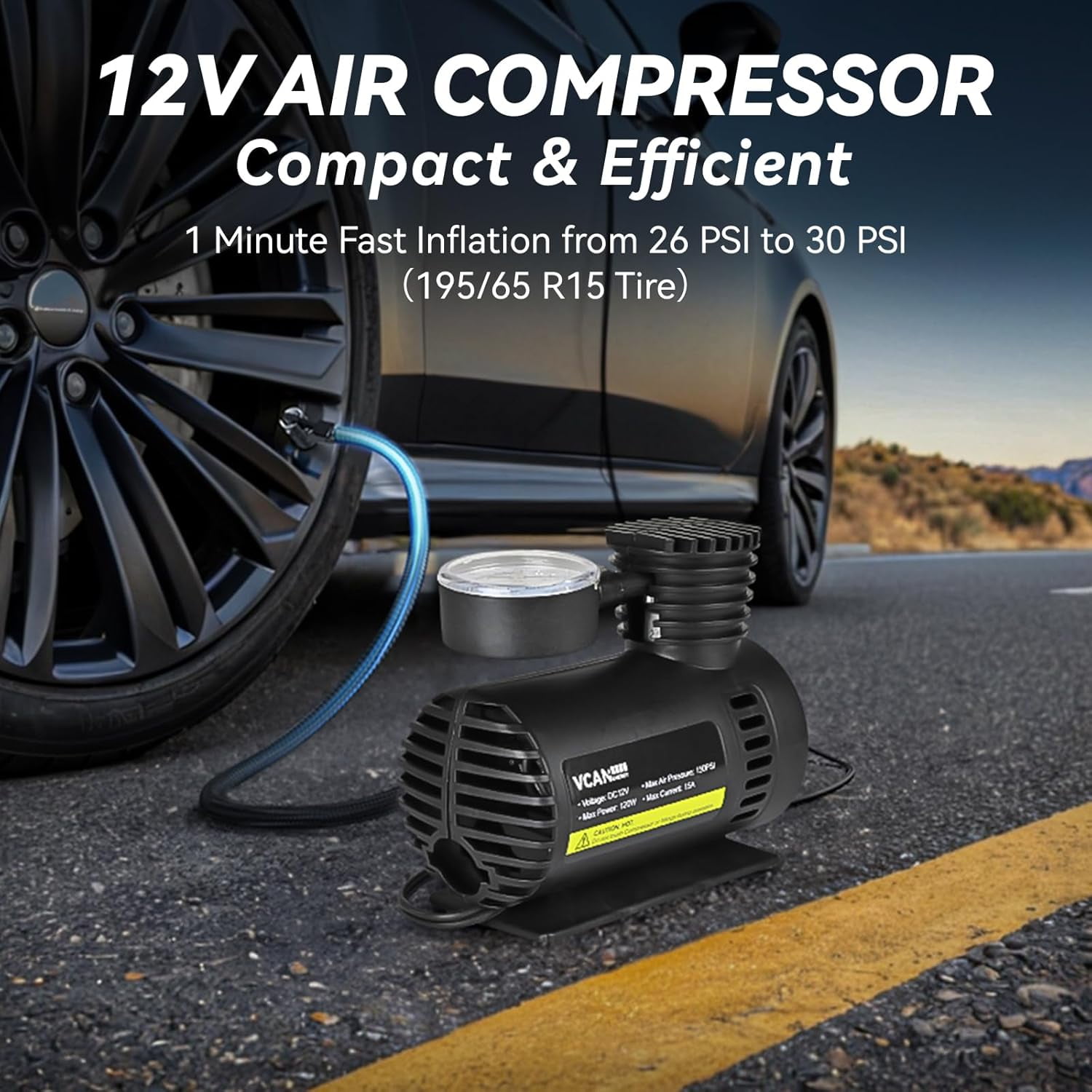 VCANENERGY 43-Piece Car Emergency Safety Kit with Portable Air Compressor, Jumper Cables & First Aid Kit for Roadside Assistance for All Drivers