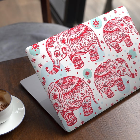 DesignSkinz Sacred Red Elephant and Polkadots Full-Body Skin Decal Wrap Cover for MacBook 12" Retina (A1534)