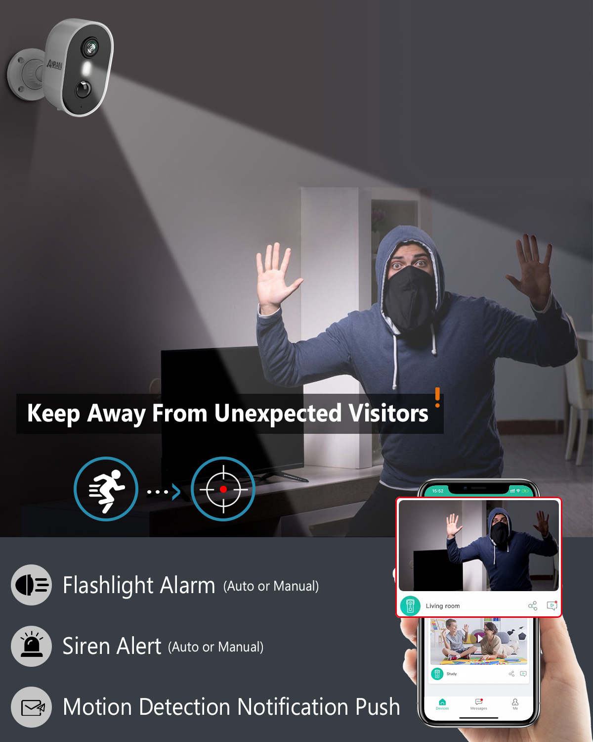 ANRAN 2K Wireless Outdoor Security Camera with Spotlight photo 3