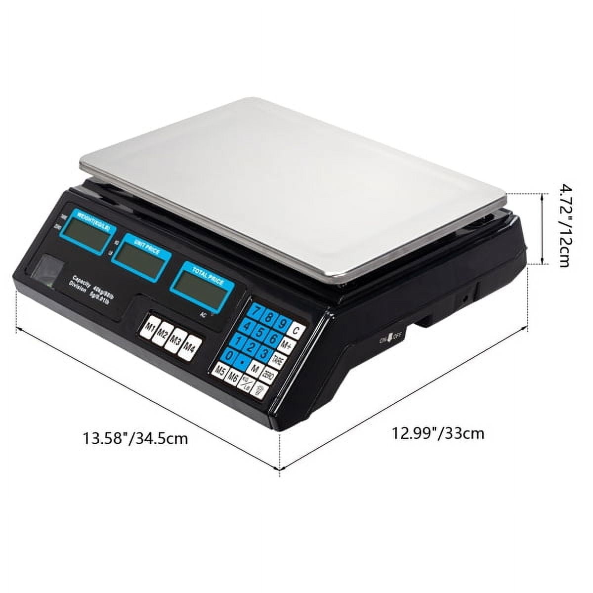 Computing Scale, 40kg/5g Digital Retail Scale / Backlit LCD, PLU Memory & Accounting