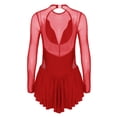 thumbnail image 6 of vastwit Black Women Long Sleeves Rhinestone Asymmetrical Figure Ice Skating Dress Lyrical Dance Red M, 6 of 7