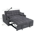 thumbnail image 4 of Full Size Velvet Upholstered Sofa Bed, Convertible Pullout Bed with Adjustable Backrest, Pillows, USB Charging Port and Phone Stand, Multifunctional Couch for Living Room, Bedroom, Office, Dark Gray, 4 of 8