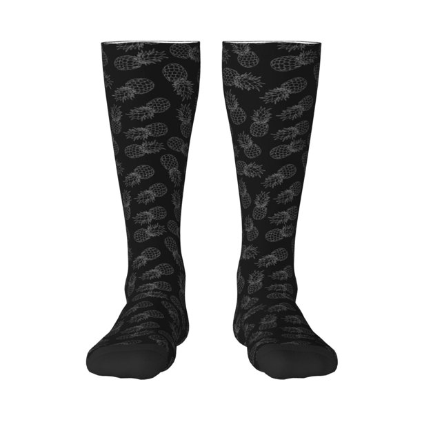 Fotbe White Pineapples Calcetas Divertidas Estampadas para Hombre y Mujer, Calcetas de Algodón hasta la Rodilla para Caminar, Correr, Enfermería y Embarazo