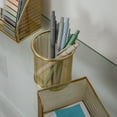 thumbnail image 5 of Martha Stewart Ryder Gold Mesh Metal 6 Piece Set Desktop Organizers and Accessories, Holds Files, Magazines, Letters, Pens, Sticky Notes and Business Cards, 5 of 8