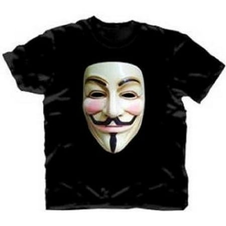 V For Vendetta Photo Real Vendetta Mask Adult Black T-Shirt