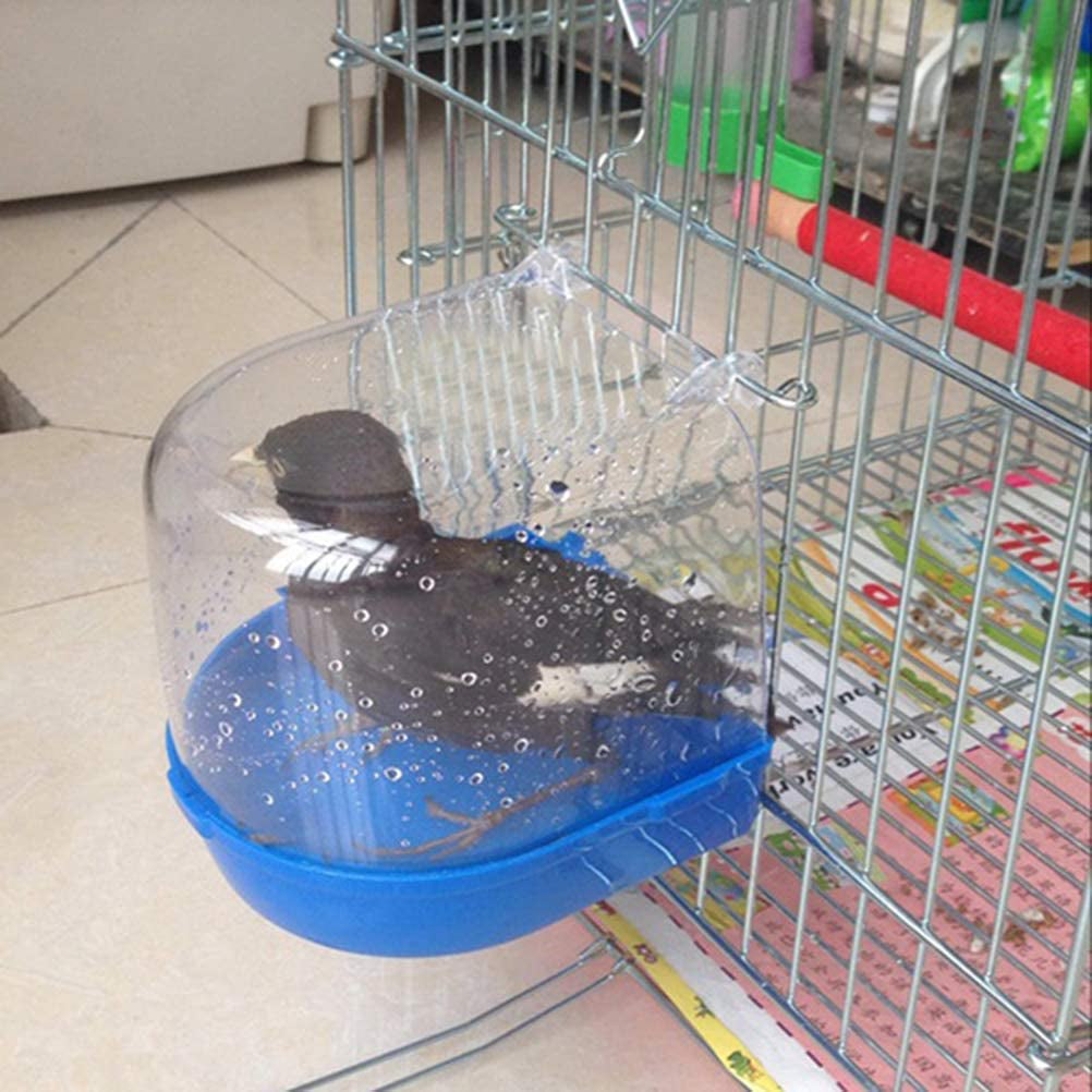 prettDliJUN Caged Bird Bath Bird Cage Parrot Supplies Bathing Tub for Small Birds Shower Box Cage White 