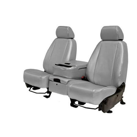 CalTrend Center Buckets Carbon Fiber Seat Covers for 2022-2022 Nissan Pathfinder - NS388-08FA Light Grey Insert and Trim