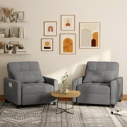 3-in-1 Convertible Chair Bed Sleeper - Plush Accent Chair to Lounger to Single Bed, Space-Saving Folding Chair with Breathable Linen Fabric & Metal Frame for Apartment, Dorm, RV, Dark Gray