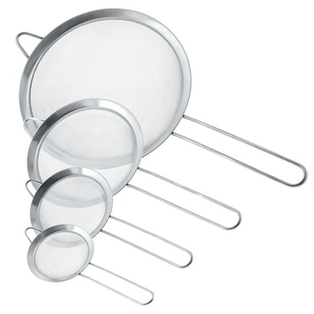 

U.S. Kitchen Supply Set of 4 Fine Mesh Stainless Steel Strainers 3 4 5.5 and 8 Sizes