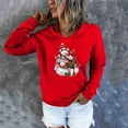 thumbnail image 4 of IROINNID Women's Long Sleeve Hoodie Mid-Length Print Stylish Fall Winter Festival Crop Workout Sweatshirt Tops Pullover, Red, 4 of 5