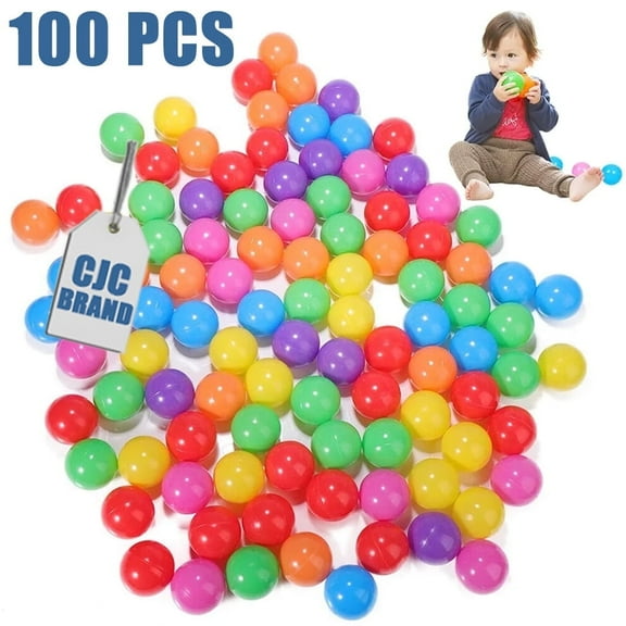 CJC 100 Pcs Ball Pit Balls with Storage Mesh Bag BPA Free Ball Pit Balls for Ball Pit Crush Proof Balls for Toddles Babies Pets Colorful