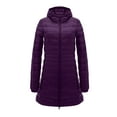 thumbnail image 4 of WCMZJ Long Puffer Coat for Women Plus Size Warm Winter Down Jackets Lightweight Removable Hood Quilted Coats Purple XXL, 4 of 9