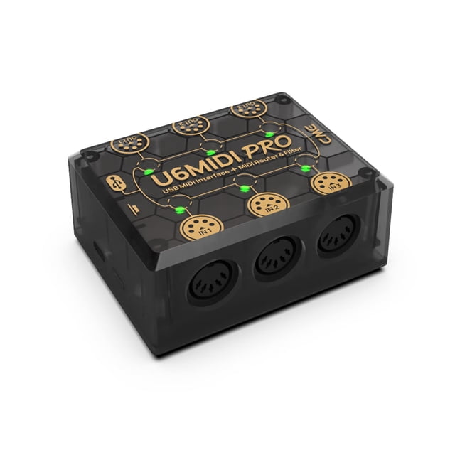 CME U6MIDI Pro - MIDI Interface with Router, Mapper, and Filter - Plug-and-play USB MIDI for computers - Standalone 3-in-3-out MI