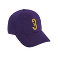 thumbnail image 2 of Daxton 3D Vintage Custom Number Low Profile Adjustable Baseball Dad Hat Cap, Purple Gold, 3, 2 of 4