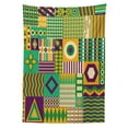 thumbnail image 3 of Ambesonne Aztec Tablecloth Rectangular Table Cover, Triangles and Square, 52"x70", Purple Yellow Green, 3 of 4