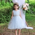 thumbnail image 4 of Vestido de princesa para niñas, vestido de novia de lunares, vestido pontón con lazo, vestido de fiesta de cumpleaños para niñas de flores, 4 of 6