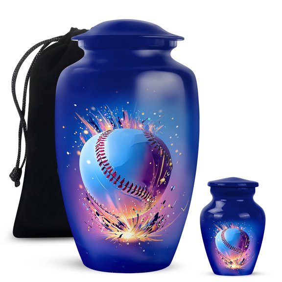 Yatskia Baseball Large Memorial Urns for Human Ashes Adult Male and Female, Mini Keepsake Urn for Ashes Adult Mom, (Classic 10 Inch and 3 Inch)