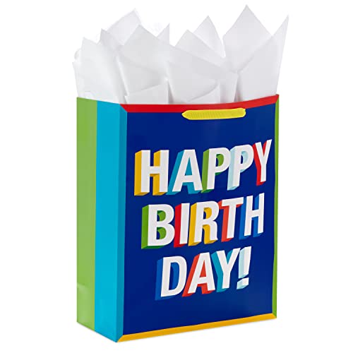 Hallmark 15" Extra Large Birthday Gift Bag with Tissue Paper ("Happy