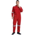 thumbnail image 3 of Moggemol Men's 100% Cotton Work Overalls Reflective Strips Jumpsuit Dustproof Dungarees Coveralls Red XL/175, 3 of 7