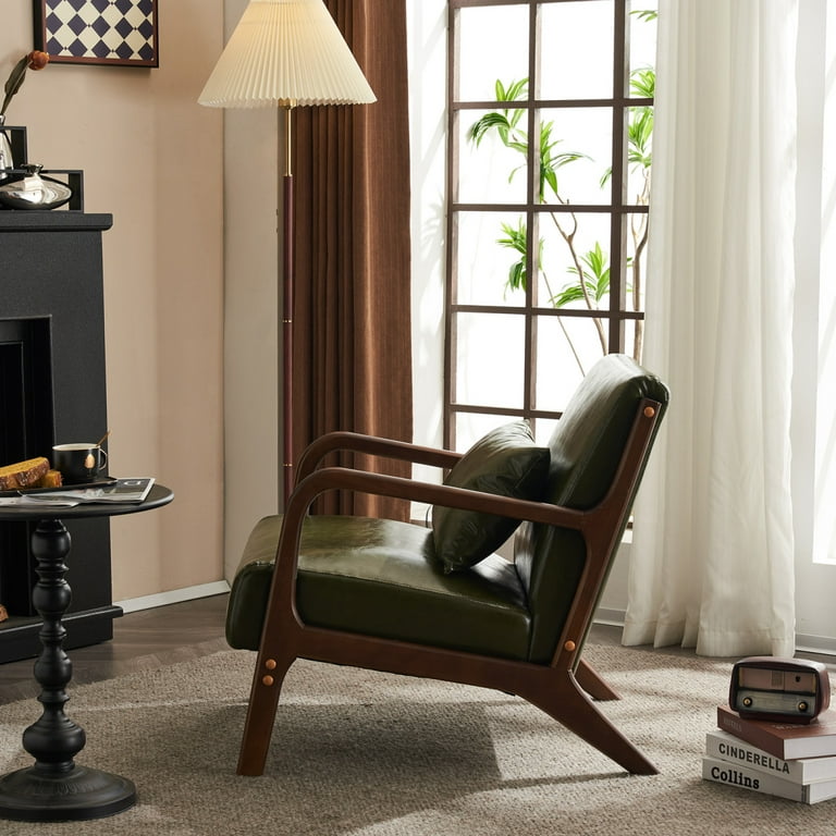 West Elm Mid Century Modern Brown Leather Chair Accent Chair West