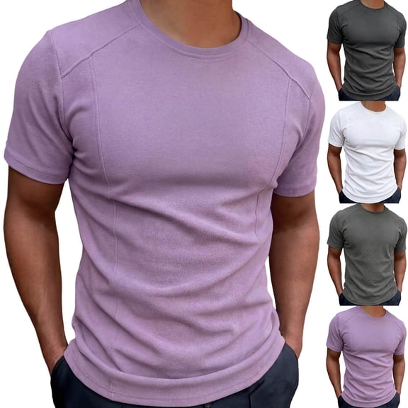 FRSASU Men's Shirts Short Sleeve Cotton T-Shirt Crew Neck Light Tees Classic Basic Casual Tops Plain Soft Shirt White