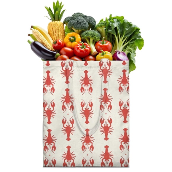 Sac Fourre-Tout Nautique en Toile avec Imprimé Étoile de Mer, Homard et Vie Marine, Sac de Courses Réutilisable Durable et Écologique, Sac à Main Pliable Léger pour la Plage et Usage Quotidien