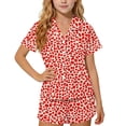 thumbnail image 2 of ITSAME Girls Outfit Sets, Fashion Print Lapel Button Up Tops and Shorts Casual Home Clothes 2-Piece Red Size 10, 2 of 7
