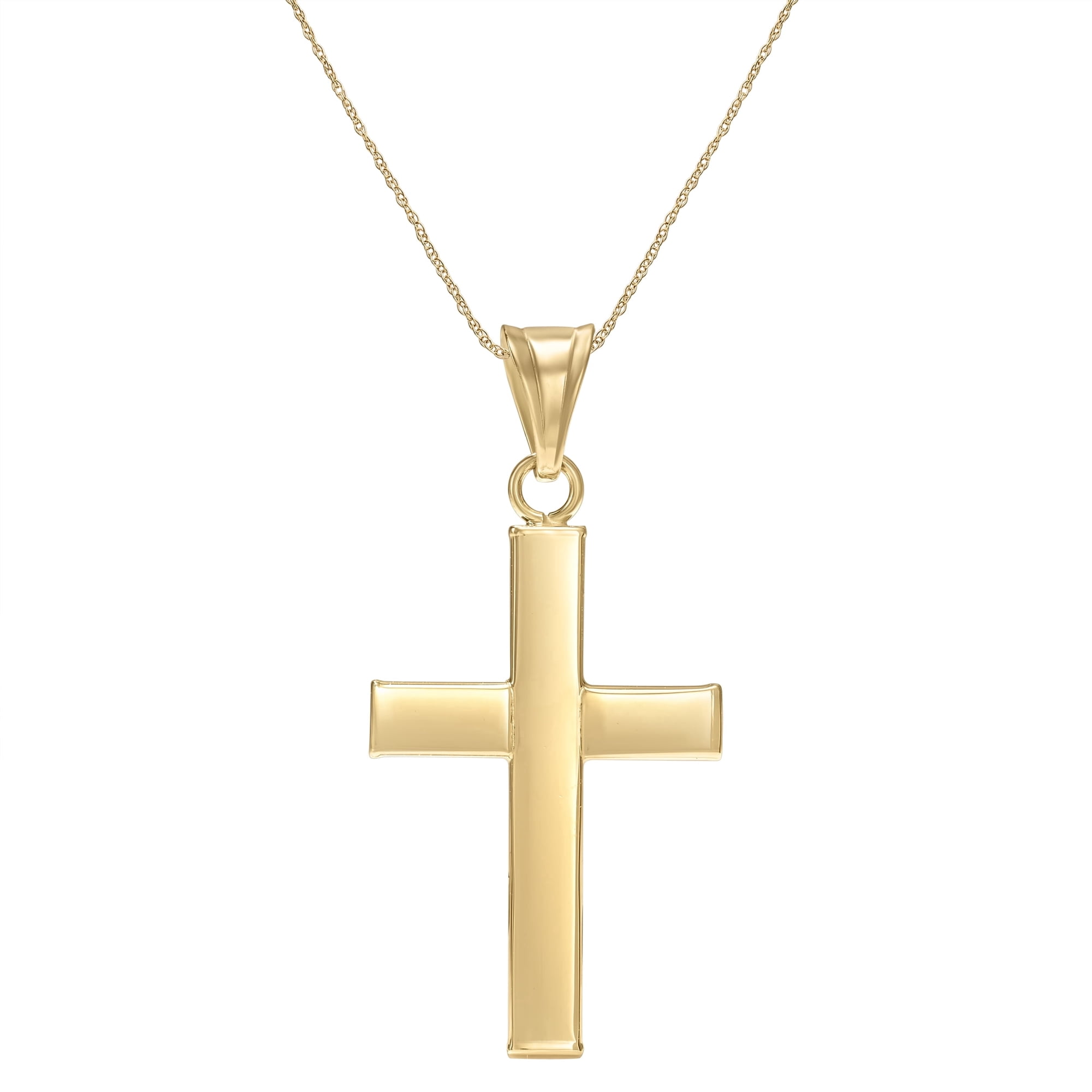 14K Yellow Gold Cross Pendant Necklace for Women on a 20 inch 14K Gold Chain