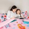 thumbnail image 4 of Castle Fairy Princess Castle Full Size Bedding Sets 7 Pieces,Colorful Floral Pattern Full Size Bed in a Bag,Pink Teal Red, 4 of 7