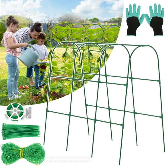 CUITING Cucumber Trellis for Raised Bed U Shape Vegetable Trellis Easy to Install Cucumber Support Frame Metal Pea Tunnel for Climbing Plants Tomato Vegetable