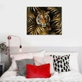 thumbnail image 5 of Acheng Jungle Animal Canvas Wall Art Tiger Lion Leopard with Gold Leaves Painting Pictures African Theme Prints Artwork for Living Room Dressing Room Bathroom Decor Ready to Hang  20x16in, 5 of 6