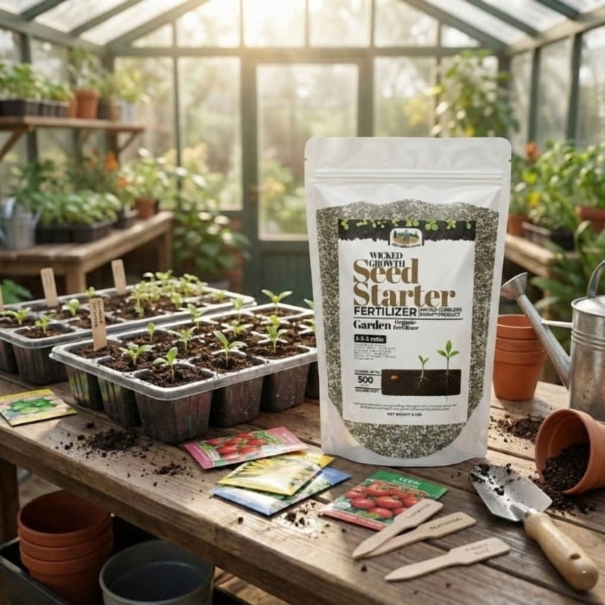 Old Cobblers Farm™ Wicked Organics Organic Seed Starter -  Natural Fertilizer for Potting Soil, Strong Roots & Healthy Seedling Growth (5 lbs | 10 lbs | 15 lbs | 20 lbs) (5 lbs)