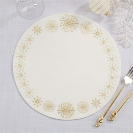 

Saro Lifestyle 1138.GL14R 14 in. Round Embroidered Snowflakes Placemats Gold - Set of 4