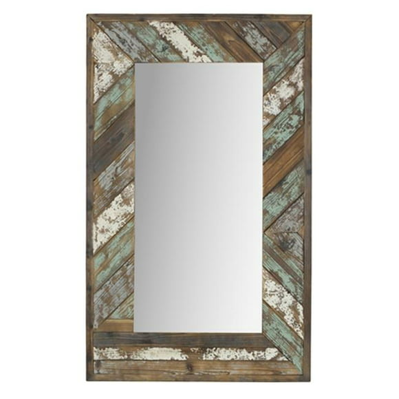 Brogan Distressed Wood Slat Wall Mirror - Multicolor