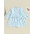 thumbnail image 2 of Toddler Girls Long Sleeves Dress Casual Floral Print Princess A-Line Dress, 2 of 7