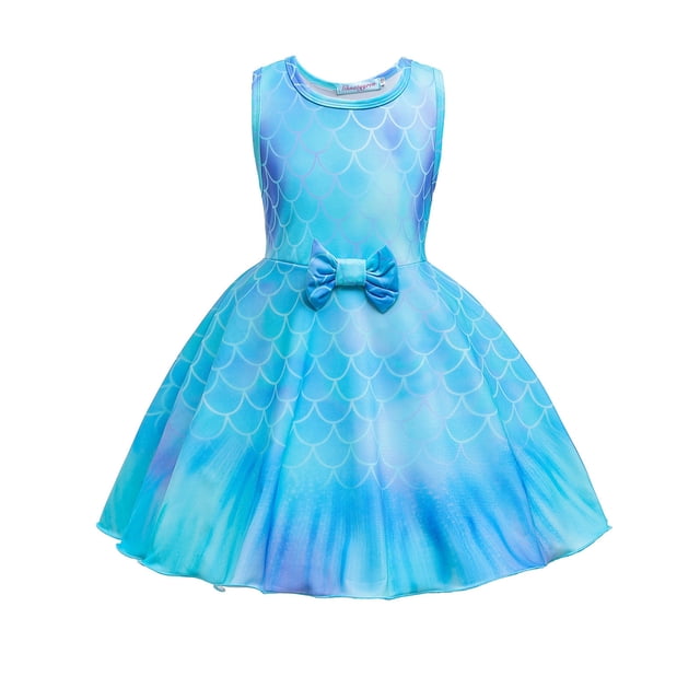 Little Mermaid Robe Tout-Petit Bébé Enfants Filles Sans Manches Mermaid Robe Jupe à Nœud Robe Princesse