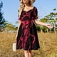 thumbnail image 4 of Vestido de primavera con estampado floral abstracto colorido y manga corta para mujer, vestido de noche, 4 of 7